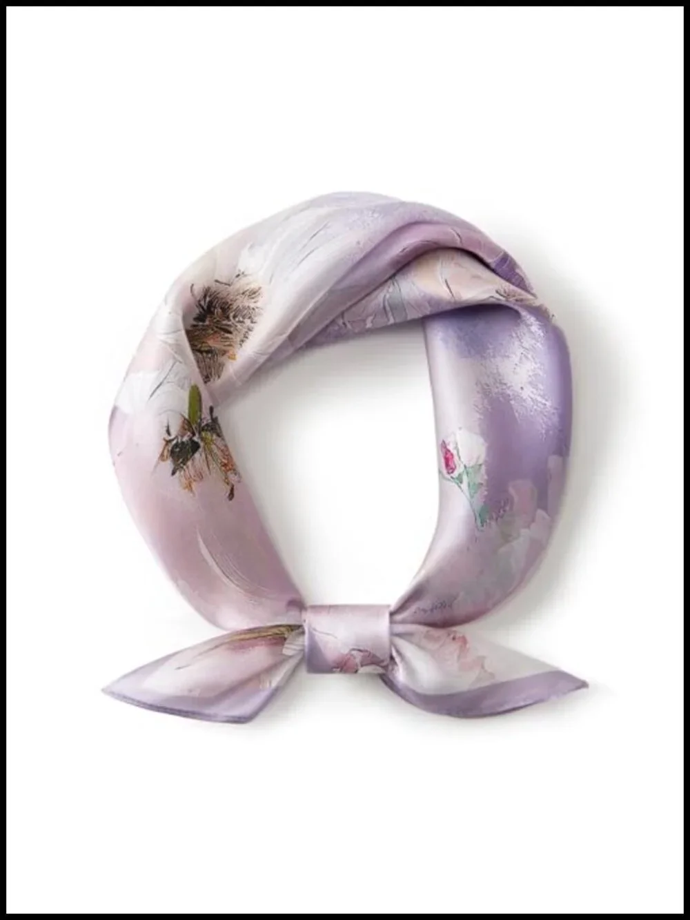 100% Mulberry Silk Lightweight Square Scarf - Digital Print, Gift Box